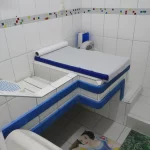 Ambiente para banho e troca das roupinhas dos bebês do Berçário do Colégio Mirassol.